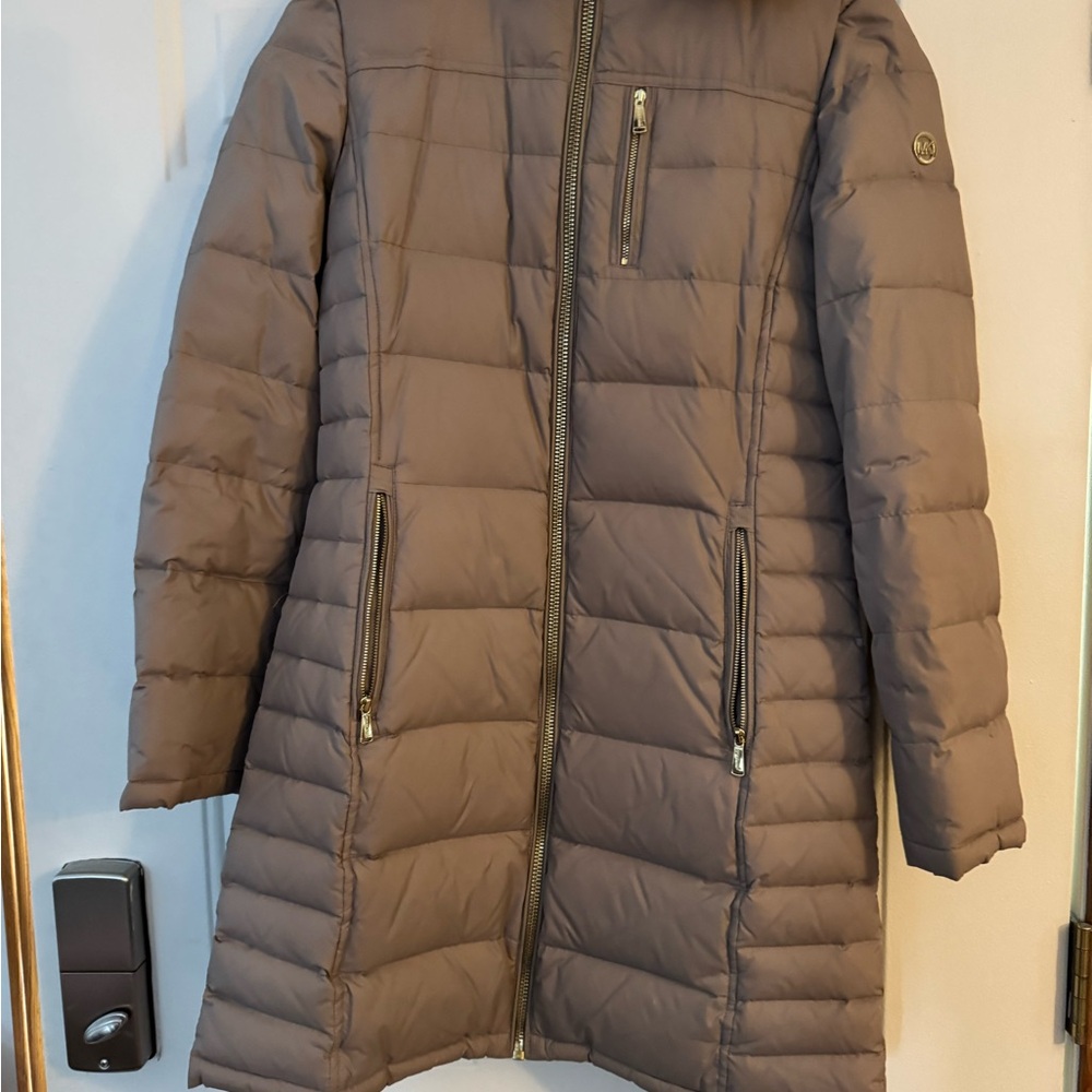 Tan Mid-Length Puffer Jacket - image 5